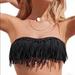 American Eagle Outfitters Swim | American Eagle Bandeau Fringe Bikini Top (S) | Color: Black | Size: S
