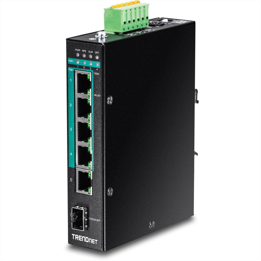 TRENDnet TI-PG541i 6-Port Switch PoE+ Industrial Gigabit Layer 2 DIN-Rail Image