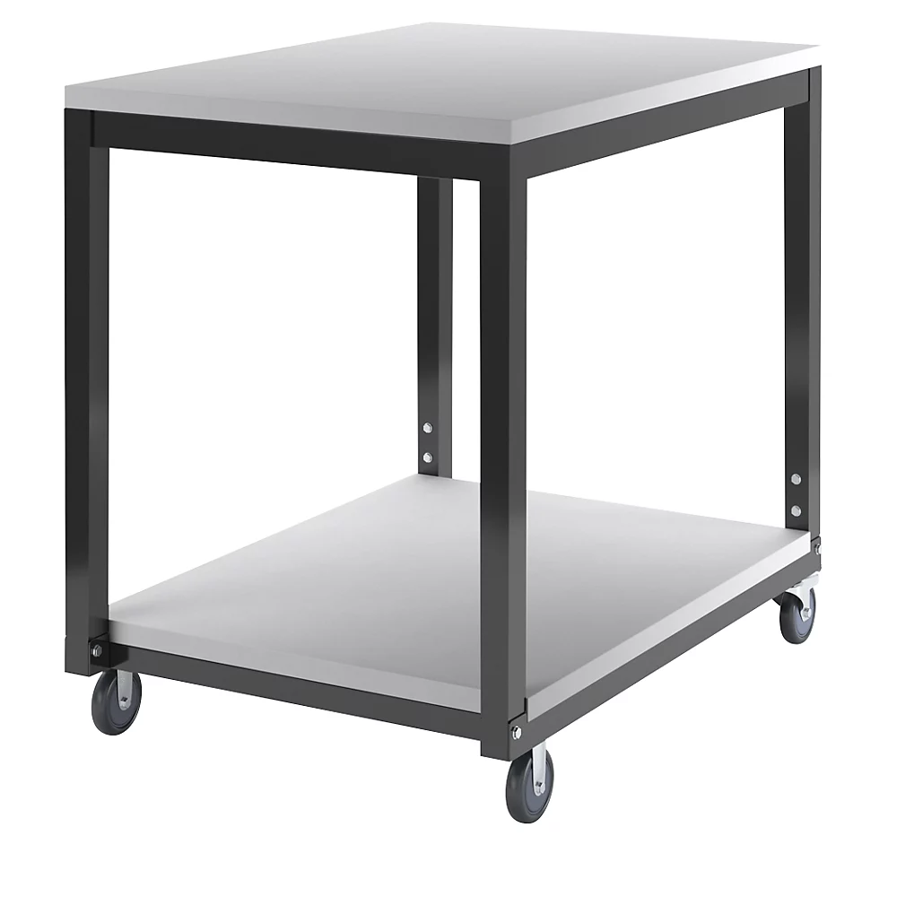 Chariot à plateaux à 2 niveaux, réglable en hauteur eurokraft basic