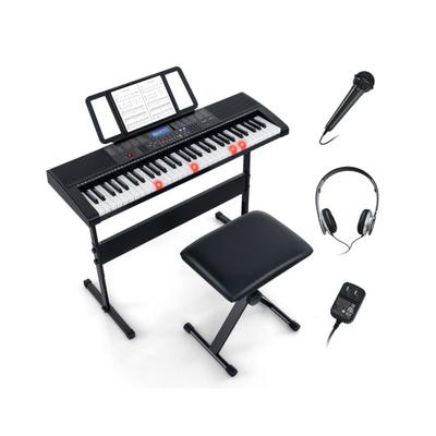 Costway 61-Key Portable Electronic Keyboard Piano with Stand and Stool