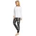 Plus Size Women's Rib Trim Sleep Leggings by ellos in Black Multi Floral (Size S)