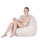 Bean Bag Chair Cover Without Filler, Soft Comfy Velvet Lazy Lounger Storage Sofa Slipcover with Handle for Adults and Kids,Beige,S