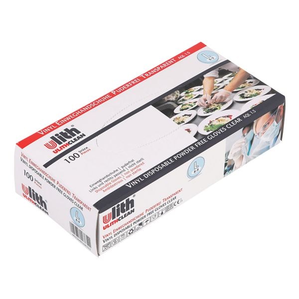 Ulith Einmalhandschuhe Vinyl puderfrei Größe L transparent Image
