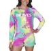 Women's Concepts Sport Atlanta Braves Velodrome Tie-Dye Long Sleeve Top & Shorts Set