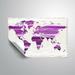 Ebern Designs Traer Purple Lines Watercolorr World Map Removable Wall Decal Vinyl in Indigo/White | 12 H x 18 W in | Wayfair