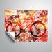 Ebern Designs Kukkapalli Bicycle for All Seasons Autumn Removable Wall Decal Vinyl in Red/Yellow | 14 H x 18 W in | Wayfair