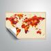 Dakota Fields Meehan Hot Red & Yellow Watercolorr World Map Removable Wall Decal Vinyl in Brown/Orange | 12 H x 18 W in | Wayfair