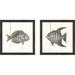 Breakwater Bay Fish Sketches I Shiplap - 2 Piece Picture Frame Print Set on Paper in Gray | 16.5 H x 33 W in | Wayfair BKWT4428 44482831