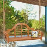 Bungalow Rose Fabyan Teak Porch Swing Wood/Solid Wood in Brown | 28 H x 66 W x 26 D in | Wayfair 4C0D68F0FF384E399CB0335D1C9C38DC