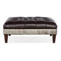 Bradington-Young XL Fair-N-Square 42.5" Wide Genuine Leather Tufted Square Cocktail Ottoman in Black | 17.5 H x 42.5 W x 42.5 D in | Wayfair