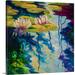 Bungalow Rose Dritarastra Lily Pond I' by Marion Rose Painting Print on Canvas in Blue/Green/White | 16 H x 16 W x 1.25 D in | Wayfair