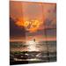 Design Art 'Sunset Beach w/ Distant Sail Boat' Photographic Print on Metal in Orange | 28 H x 12 W x 1 D in | Wayfair MT12511-12-28
