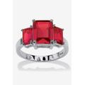 Women's Sterling Silver 3 Square Simulated Birthstone Ring by PalmBeach Jewelry in July (Size 10)