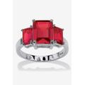 Women's Sterling Silver 3 Square Simulated Birthstone Ring by PalmBeach Jewelry in July (Size 7)