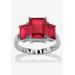 Women's Sterling Silver 3 Square Simulated Birthstone Ring by PalmBeach Jewelry in July (Size 7)