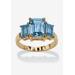 Women's Yellow Gold-Plated Simulated Emerald Cut Birthstone Ring by PalmBeach Jewelry in March (Size 10)