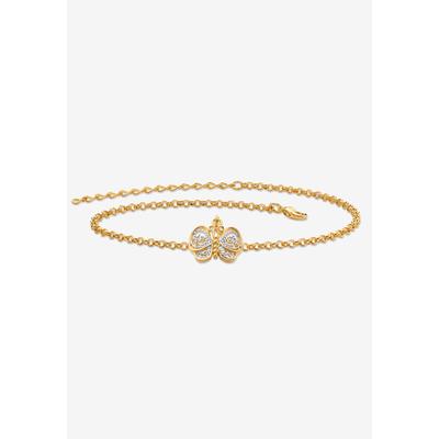 Women's Gold-Plated Filigree Butterfly Two-Tone 9 Ankle Bracelet 9" Plus Extender by PalmBeach Jewelry in Gold