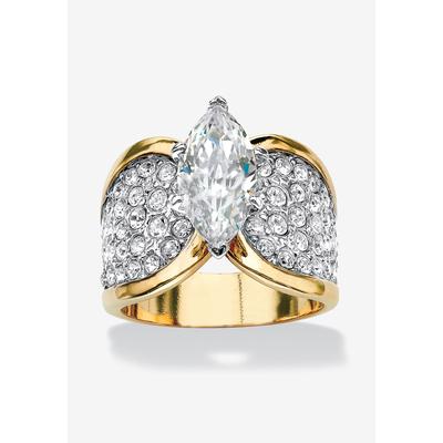 Women's Yellow Gold Plated Cubic Zirconia and Round Crystals Cocktail Ring by PalmBeach Jewelry in Gold (Size 7)