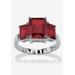 Women's Sterling Silver 3 Square Simulated Birthstone Ring by PalmBeach Jewelry in January (Size 9)