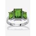 Women's Sterling Silver 3 Square Simulated Birthstone Ring by PalmBeach Jewelry in August (Size 5)