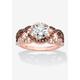 Women's Rose Gold-Plated Silver Ring Cubic Zirconia by PalmBeach Jewelry in Rose (Size 8)