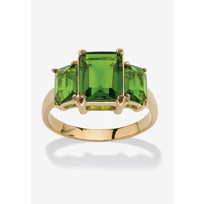 Women's Yellow Gold-Plated Simulated Emerald Cut Birthstone Ring by PalmBeach Jewelry in August (Size 6)