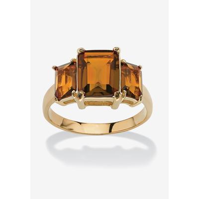 Women's Yellow Gold-Plated Simulated Emerald Cut Birthstone Ring by PalmBeach Jewelry in November (Size 7)
