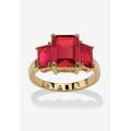 Women's Yellow Gold-Plated Simulated Emerald Cut Birthstone Ring by PalmBeach Jewelry in July (Size 6)