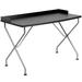 Ebern Designs Eriksen Computer Desk w/ Raised Border & Silver Metal Frame Metal in Black | 31.25 H x 47.25 W x 23.25 D in | Wayfair