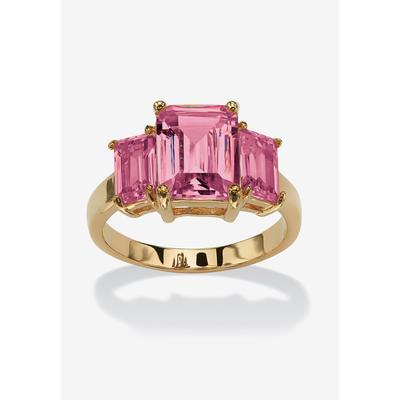 Women's Yellow Gold-Plated Simulated Emerald Cut Birthstone Ring by PalmBeach Jewelry in October (Size 7)