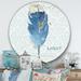 East Urban Home ' Damask Feather' - Painting Print on Metal Circle in Blue | 11 H x 11 W x 1 D in | Wayfair 98DA8CE8F63246D79DFD2B9E5627A92F