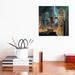 East Urban Home Catzilla vs Robot by Vincent Hie - Graphic Art Print Canvas in Blue/Green/Yellow | 12 H x 12 W x 0.75 D in | Wayfair