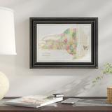 East Urban Home 'Map of New York; 1839' Framed Print Canvas in Gray/Pink/Yellow | 12 H x 16 W x 1.5 D in | Wayfair EUAH2206 39634042