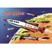 Buyenlarge Friction Powered Atomic Spaceship w/ Sparks Vintage Advertisement in Blue/Red/Yellow | 28 H x 42 W x 1.5 D in | Wayfair