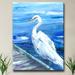 Highland Dunes Heron on Deck' by Dana McMillan - Wrapped Canvas Print Canvas, Wood in Blue/White | 16 H x 12 W x 1.5 D in | Wayfair