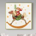 The Holiday Aisle® 'Santa on Rocking Horse' Canvas Art Canvas in Brown/Green/Red | 14 H x 14 W in | Wayfair 359B286CC0424B9184A3C3B12DB2DB84