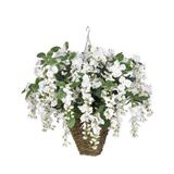 Charlton Home® Faux Wisteria Floral Arrangement in Square Planter, Metal | 27 H x 22 W x 22 D in | Wayfair E9187ECDBD374AF7872488A29DC8FC19