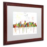 Trademark Fine Art 'Portland Oregon Skyline ' Matted Framed Graphic Art Canvas, Wood | 11 H x 14 W x 0.5 D in | Wayfair MW0248-W1114MF