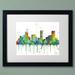 Trademark Fine Art 'Denver Colorado Skyline ' Matted Framed Graphic Art Canvas, Wood in Green | 11 H x 14 W x 0.5 D in | Wayfair MW0208-B1114MF