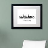 Trademark Fine Art 'Fort Wayne Indiana Skyline WB-BW' Framed Graphic Art on Canvas Canvas, Wood | 0.5 D in | Wayfair MW0437-S1114MF