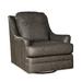 Club Chair - 17 Stories Alberica 88.9Cm Wide Top Grain Leather Swivel Club Chair in Black/Brown | 38 H x 35 W x 37 D in | Wayfair