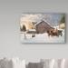 Trademark Fine Art 'Christmas at the Farm' Acrylic Painting Print on Wrapped Canvas in Gray/White | 12 H x 19 W x 2 D in | Wayfair ALI36184-C1219GG