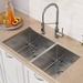 Kraus Standart PRO™ 33" L x 19" W Double Basin Undermount Kitchen Sink w/ Faucet Stainless Steel in Gray | 10.38 H x 32.75 W x 19 D in | Wayfair
