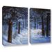 Loon Peak® 'Forest Road' 2 Piece Painting Print on Wrapped Canvas Set Canvas in Black/Blue/Green | 18 H x 24 W x 2 D in | Wayfair LOPK1224 40023520