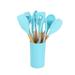 Mega Chef 12-Piece Silicone & Wood Assorted Kitchen Utensil Set Wood/Silicone in Blue | Wayfair 950114608M