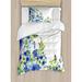 Ambesonne Watercolor Flower House Motley Floret Motifs w/ Splash Anemone Iris Revival Theme Duvet Cover Set Microfiber in Blue/White | Twin | Wayfair