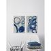 Orren Ellis Painted Circles II Diptych - 2 Piece Picture Frame Set Canvas in Blue | 18 H x 12 W x 1.5 D in | Wayfair