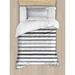 Ambesonne Striped Stripes Monochrome Tone Brush Style Duvet Cover Set Microfiber in Gray/White | Twin | Wayfair nev_20770_twin