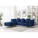 Legend Vansen 104" Wide Velvet Reversible Modular Sofa & Chaise w/ Ottoman Velvet | 31.5 H x 104 W x 76.5 D in | Wayfair S2039-Blue