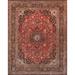 Blue/Navy 60 x 0.25 in Area Rug - Pasargad Azerbaijan Floral Hand-Knotted Wool Area Rug in Red/Blue Wool | 60 W x 0.25 D in | Wayfair PL 5x7